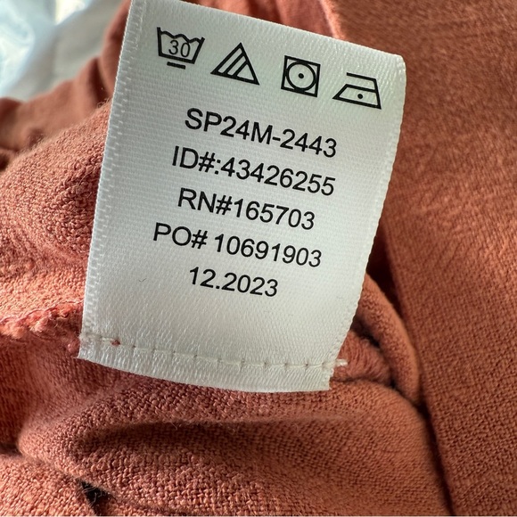 Calligraphie Women's Linen Orange Paperbag Waist Pants M Casual Relaxed Fit - Picture 10 of 10